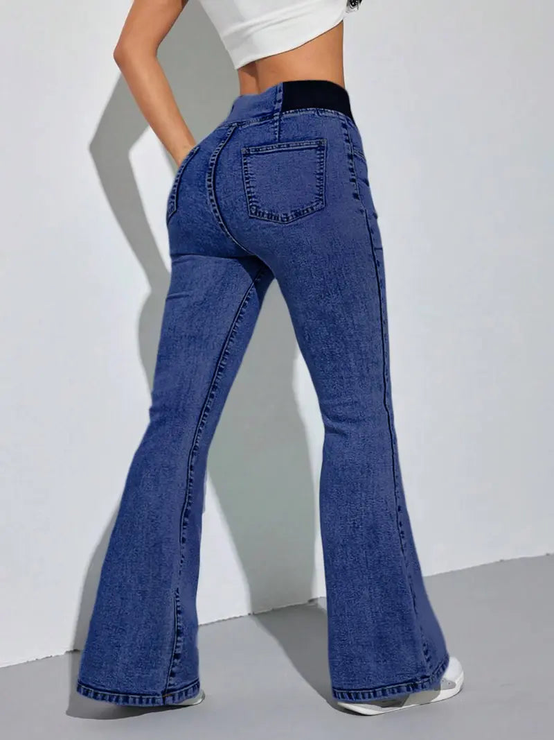 High-Waisted Skinny Stretch Flared Jeans