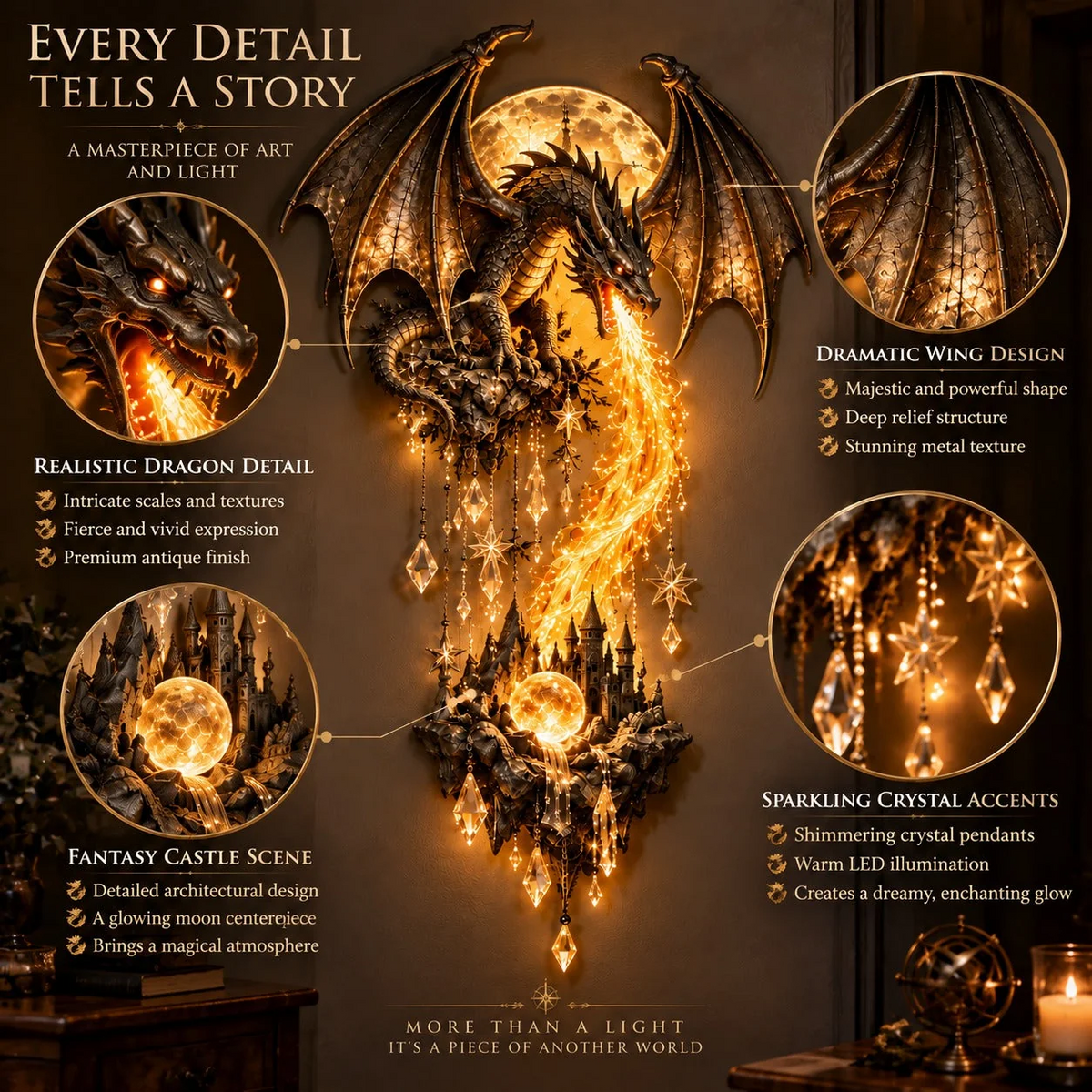 Dragonfire Guardian Wall Sconce – A Legendary Flame Awakens On Your Wall 🔥