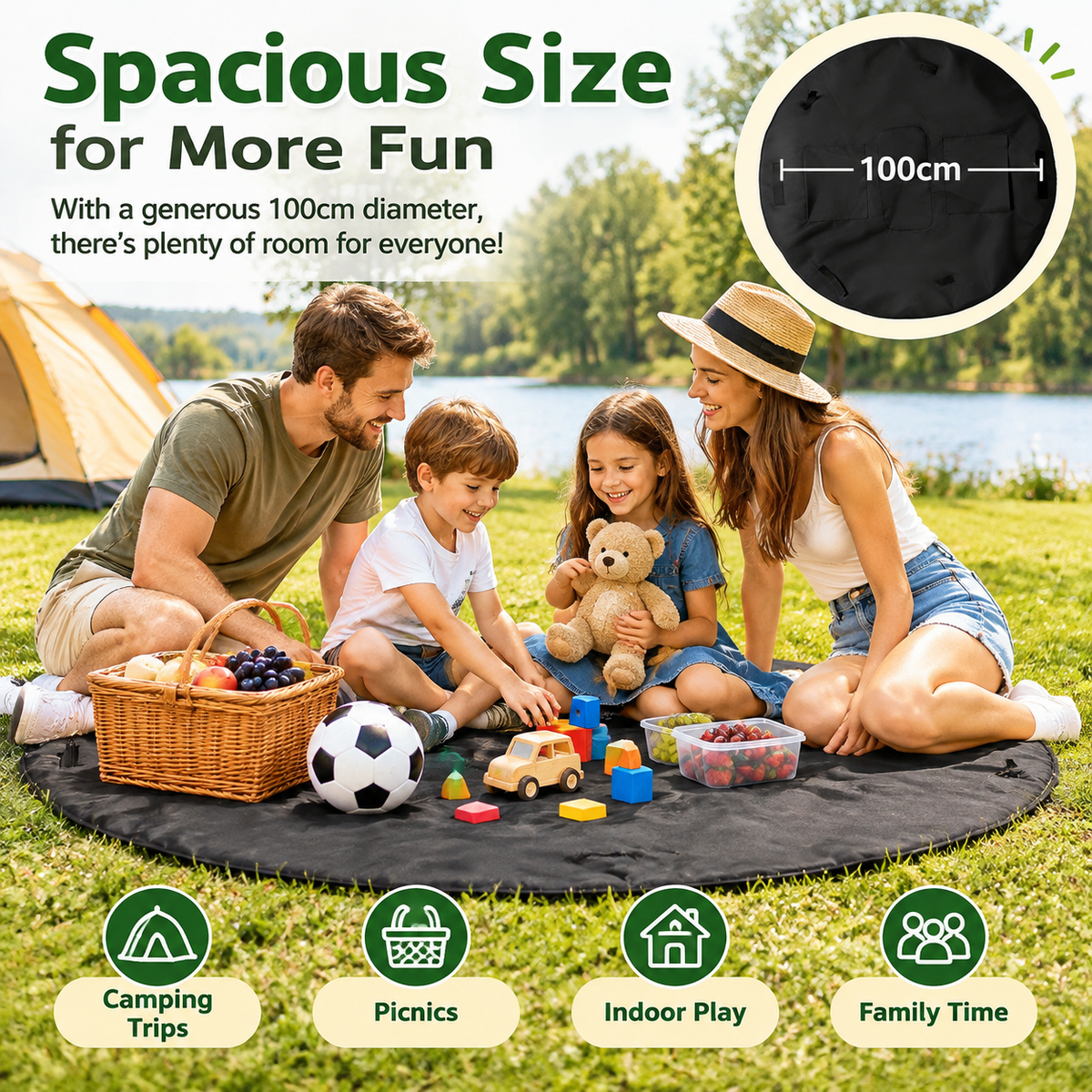 2-in-1 Waterproof Picnic Mat & Foldable Shopping Bag