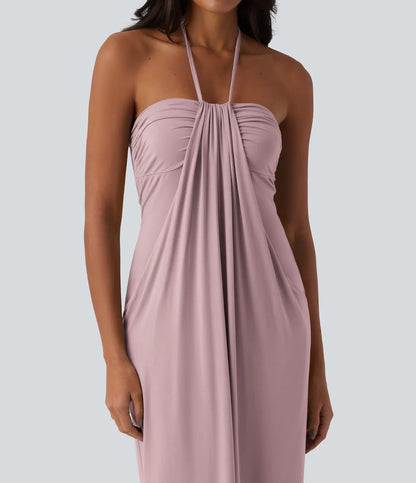 Halter Tie Back Maxi Dress with Pockets