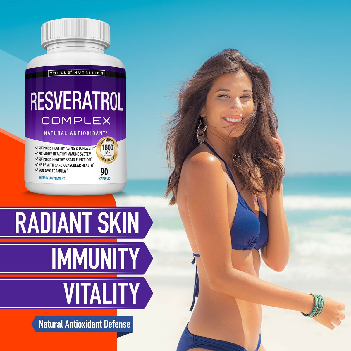 1800mg Trans-Resveratrol Capsules – Daily Antioxidant & Radiance Support (90 Count)