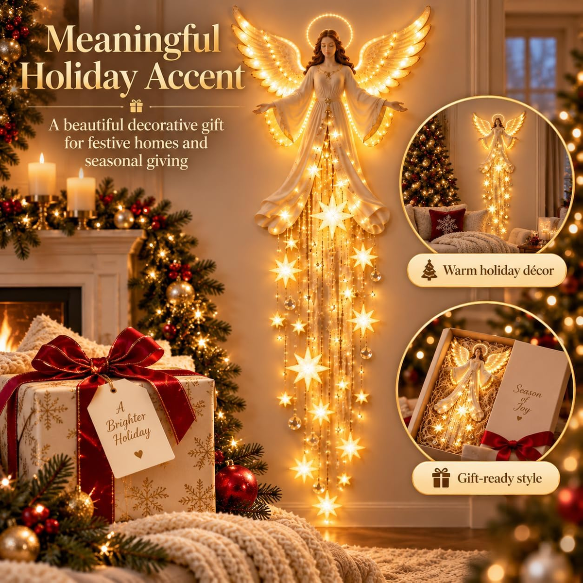Angel Blessing Starfall LED Wall Light – Christmas Decor