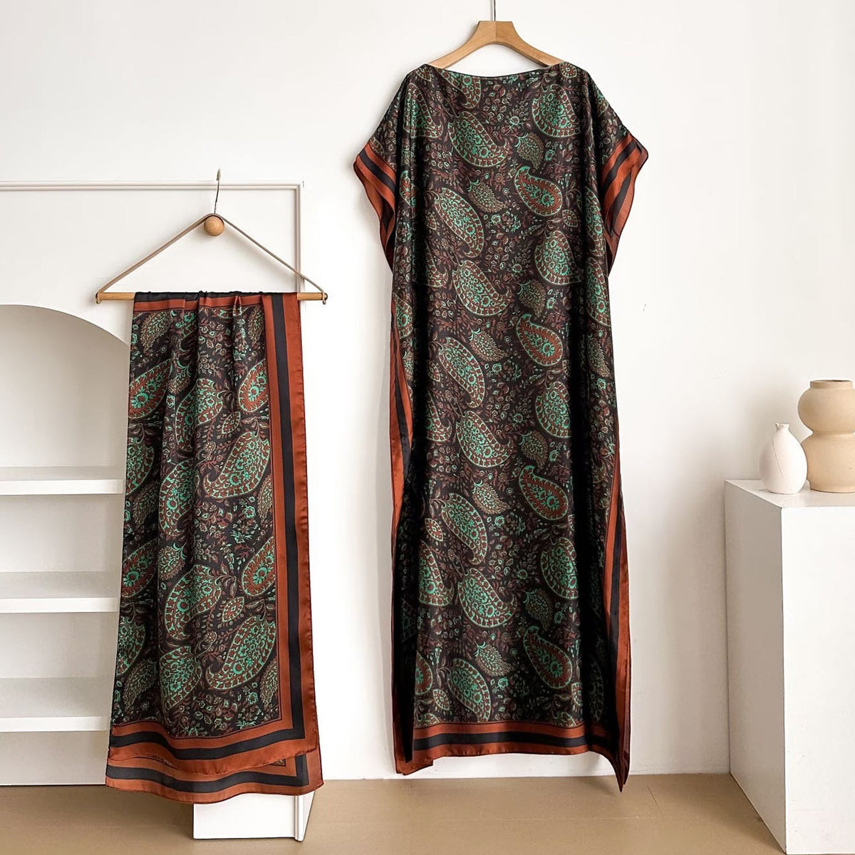 Women's Floral & Butterfly & Peacock Print Cape Shawl & Scarf Set