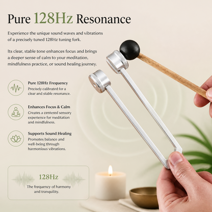 128Hz Healing Tuning Fork Set with Mallet & Pouch