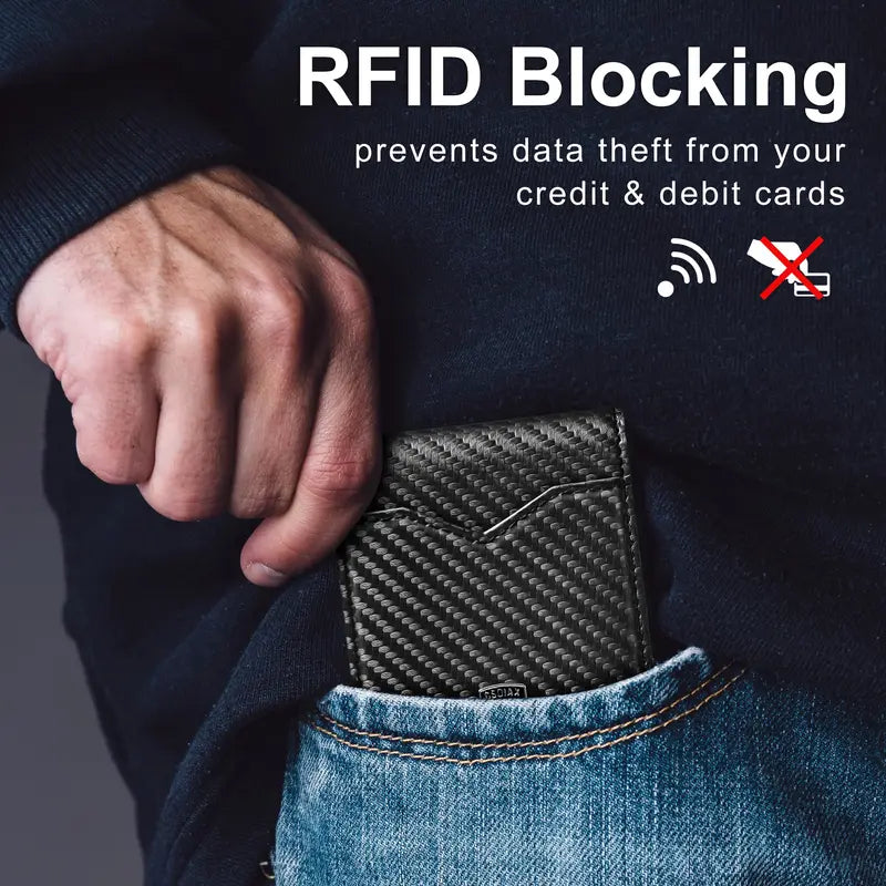 💴RFID Blocking Leather & Carbon Fiber Wallet
