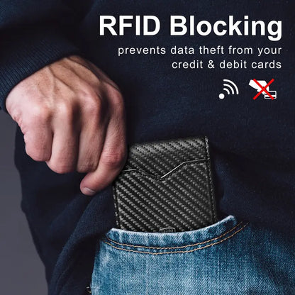 💴RFID Blocking Leather & Carbon Fiber Wallet