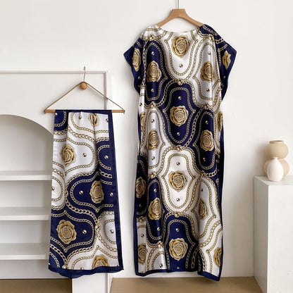 Women's Floral & Butterfly & Peacock Print Cape Shawl & Scarf Set