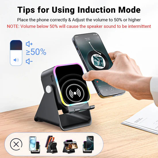 5-in-1 Wireless Speaker Phone Stand with Power Bank