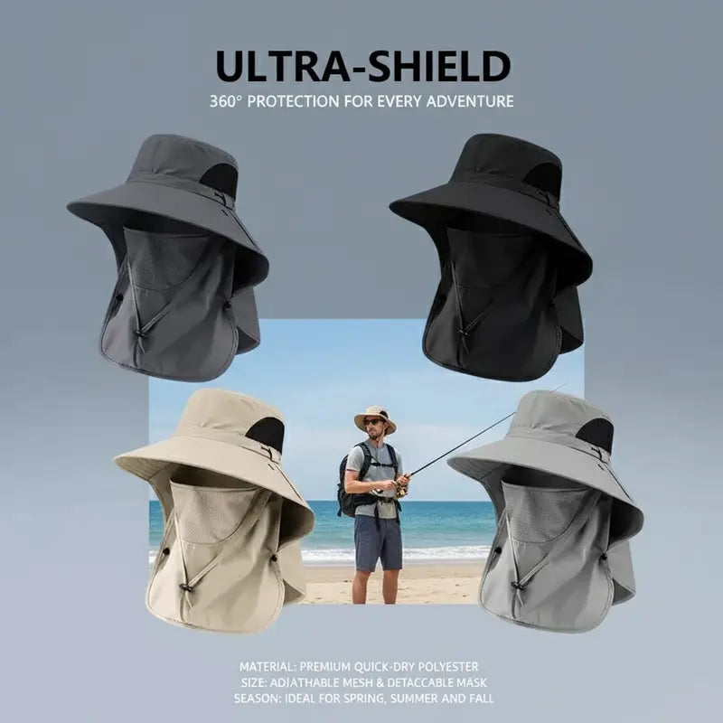 Detachable Outdoor Fishing Face Covering Neck Protection Sun Hat