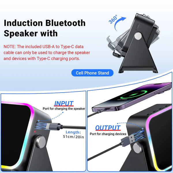 5-in-1 Wireless Speaker Phone Stand with Power Bank