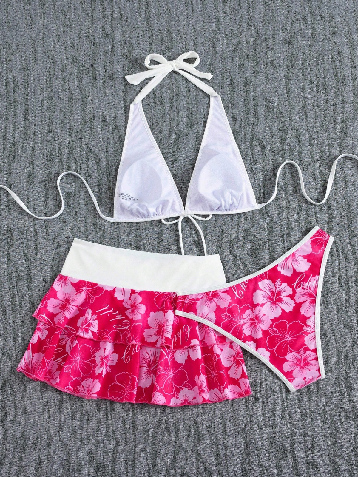 Summer Beach Festival Print Halter Bikini Set