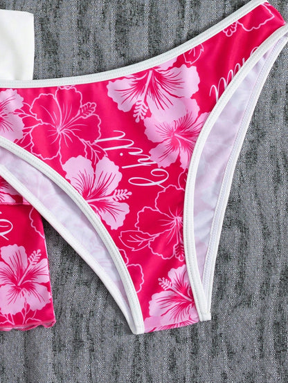 Summer Beach Festival Print Halter Bikini Set