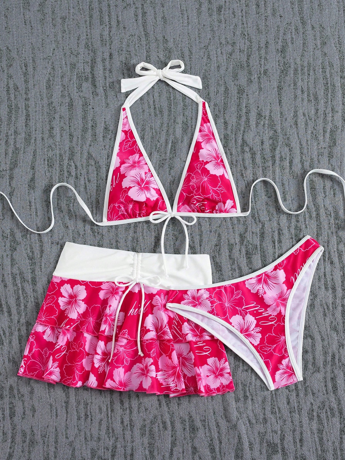 Summer Beach Festival Print Halter Bikini Set