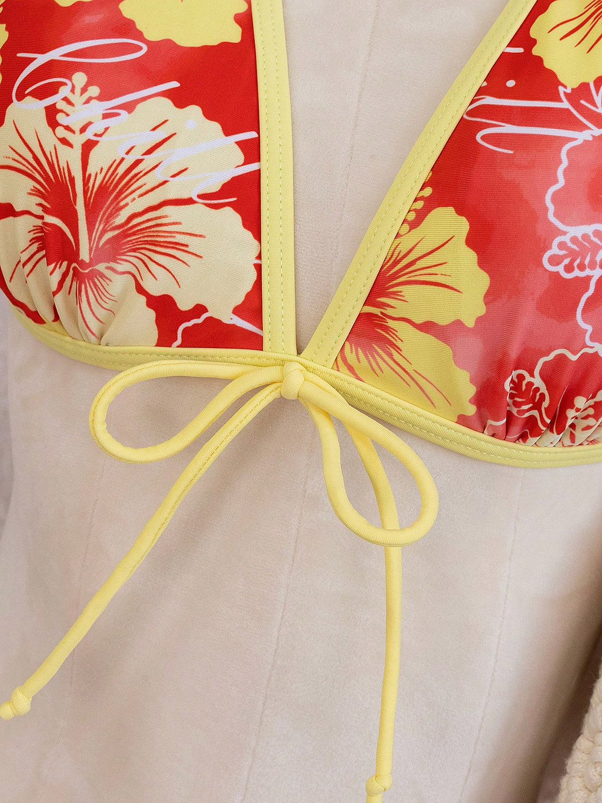 Summer Beach Festival Print Halter Bikini Set