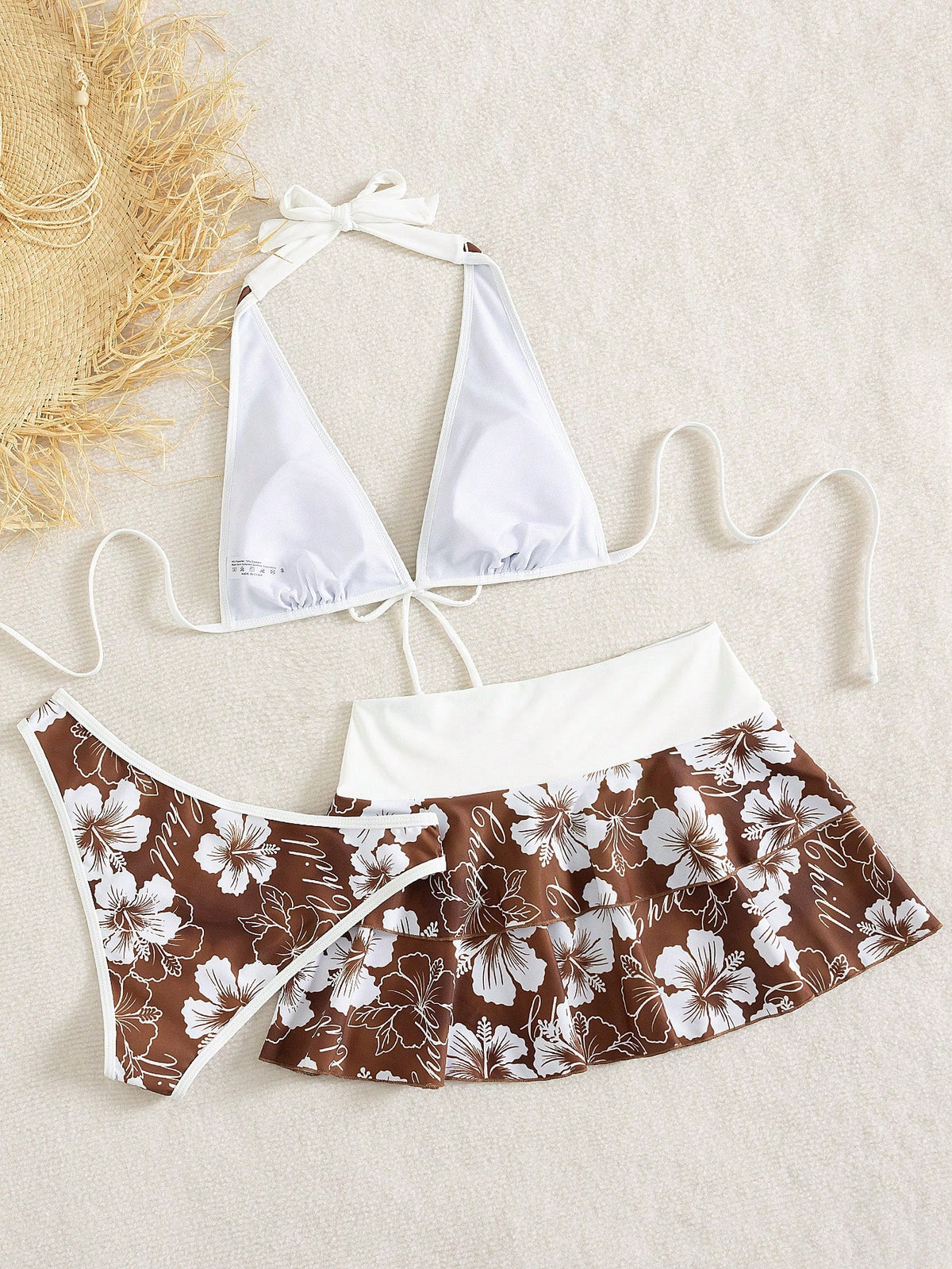 Summer Beach Festival Print Halter Bikini Set