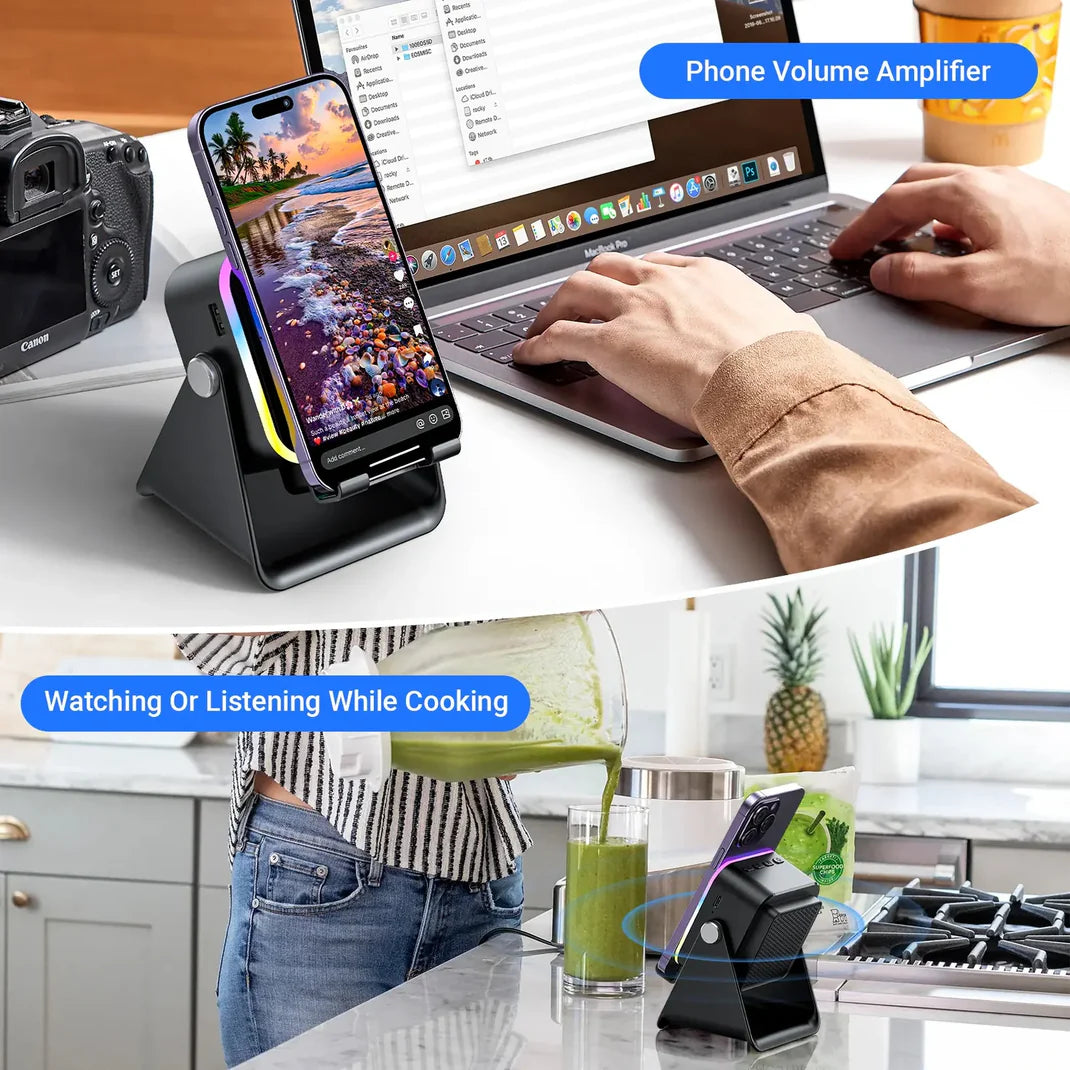 5-in-1 Wireless Speaker Phone Stand with Power Bank