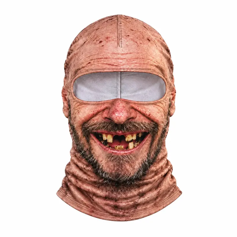 3D Realistic Old Man Face Mask with Hood|Funny Winter Skiing Costume Accessory