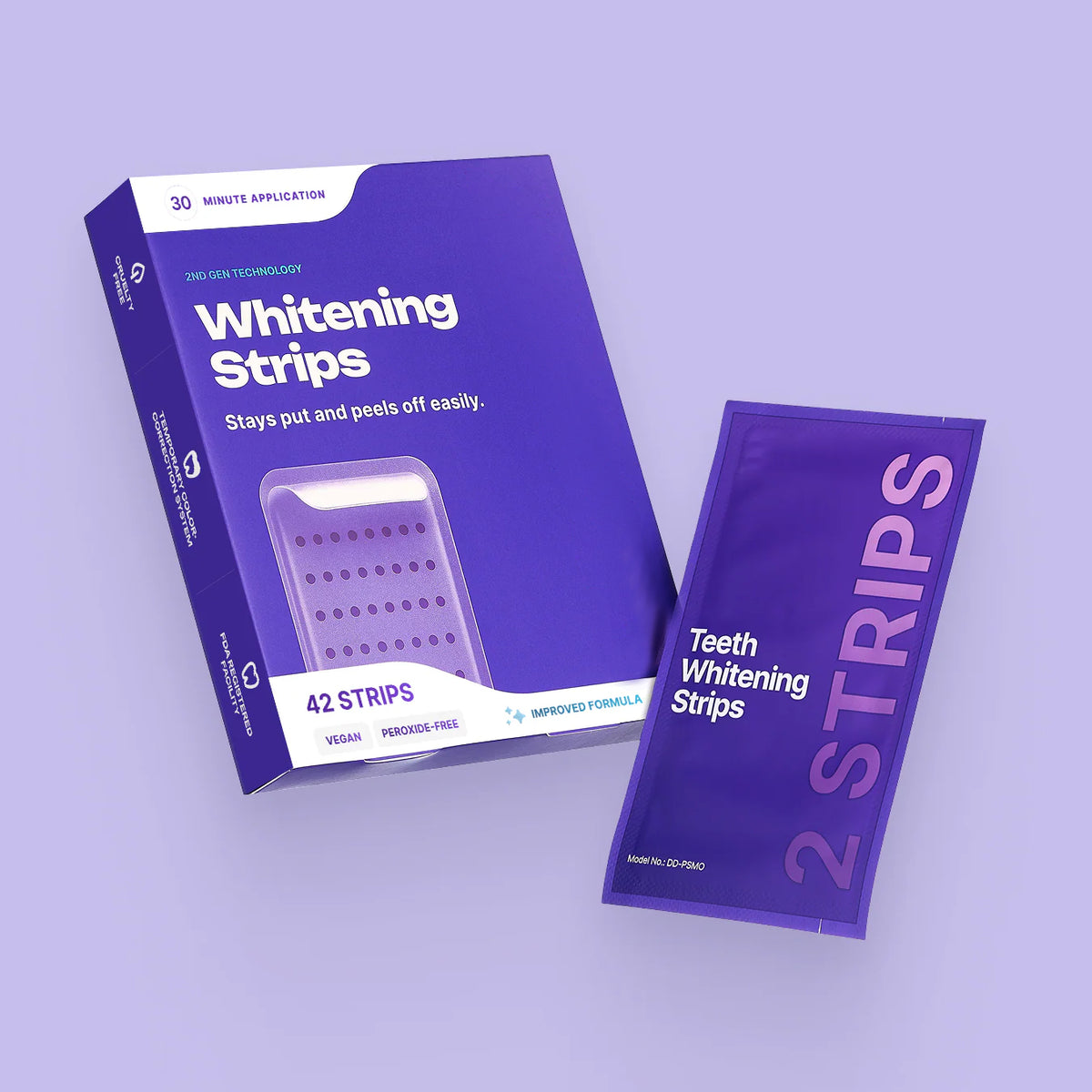 Purple Teeth Whitening Strips – Instant Brightening & Stain Correcting Strips (42 Pack)