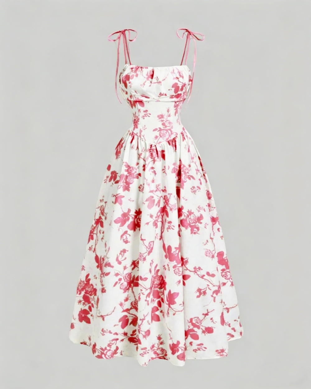 Floral Tie-Shoulder Cami Dress – Summer Sleeveless Sundress