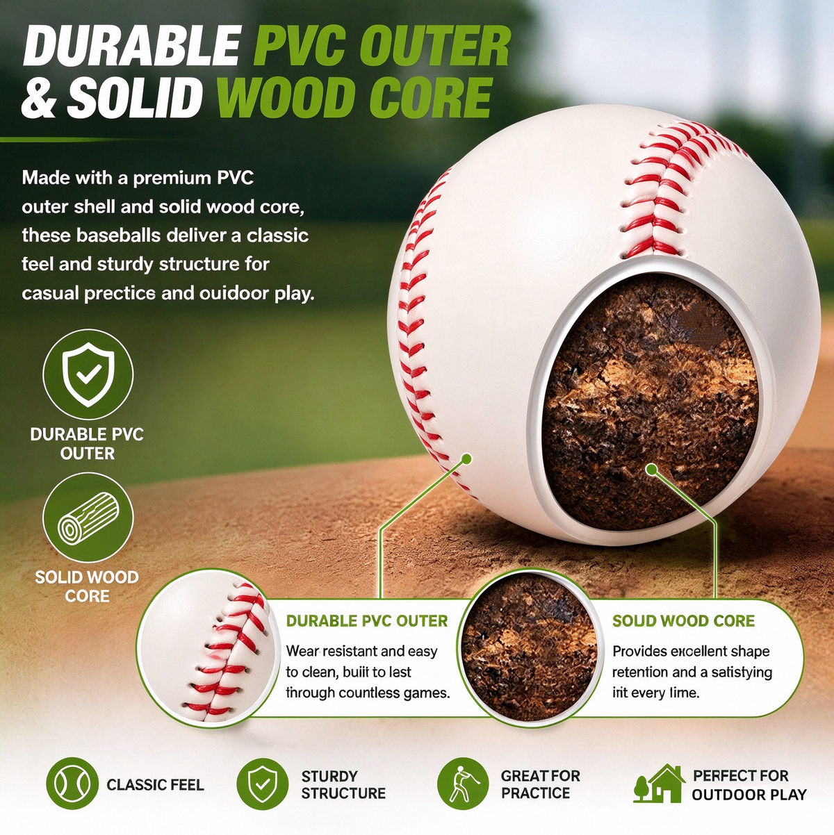 3 Pack Glow in the Dark Baseballs – Official Size Night Training Balls