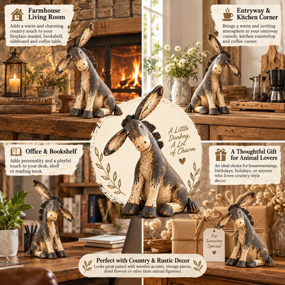 Funny Distressed Donkey Figurine for Farmhouse Decor