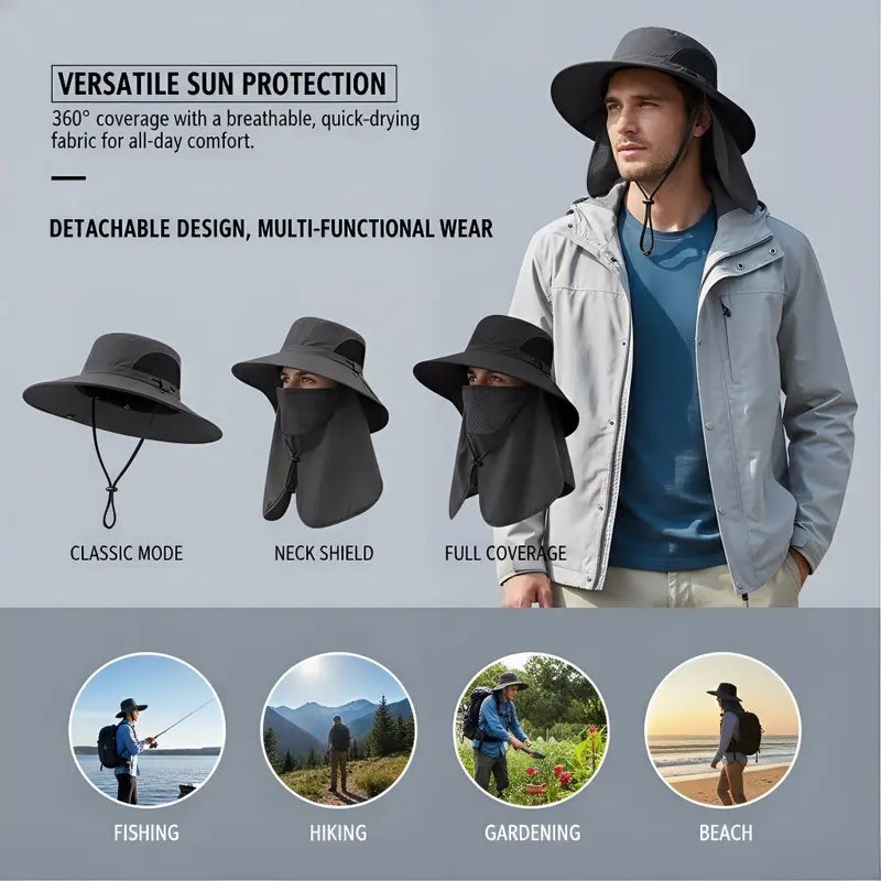 Detachable Outdoor Fishing Face Covering Neck Protection Sun Hat