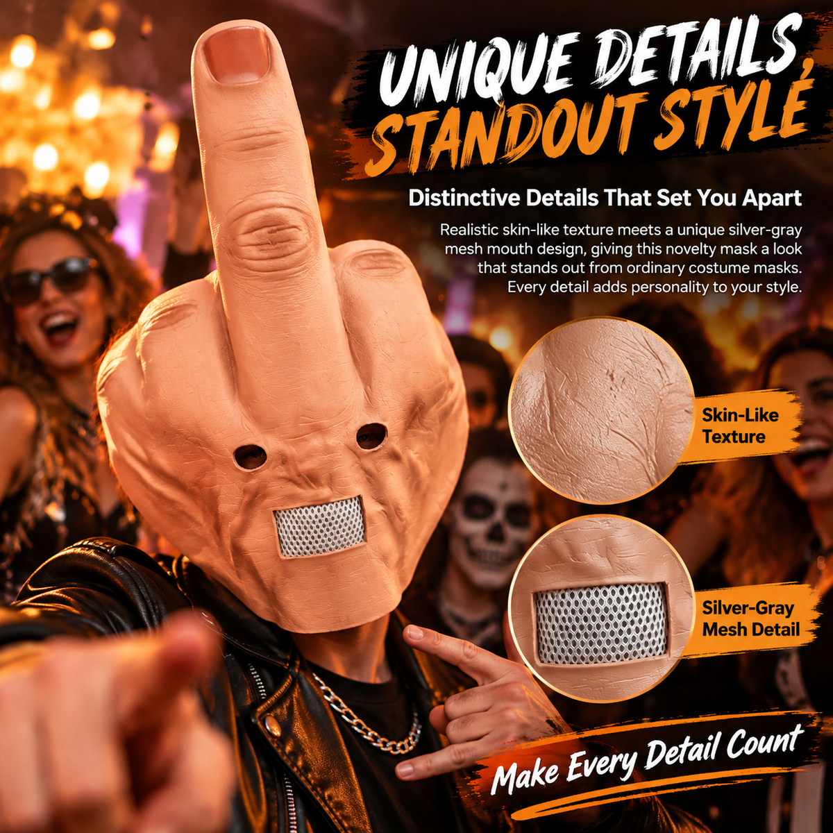 Giant Middle Finger Mask – Realistic Full Face Halloween Costume