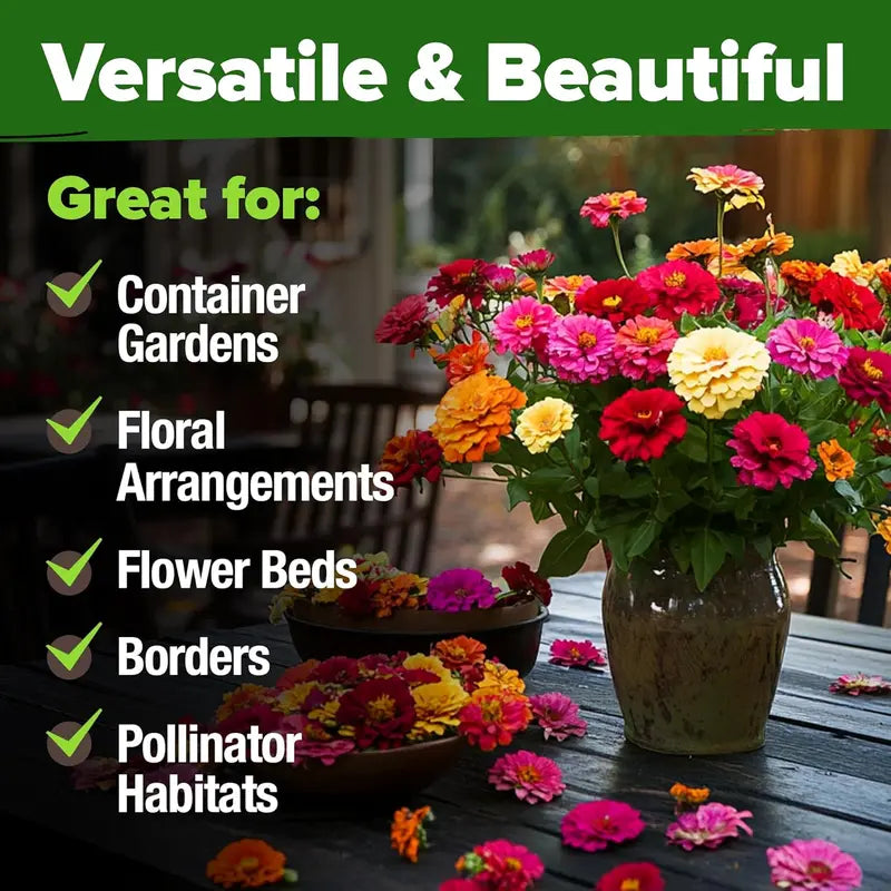 HOME GROWN Mixed Zinnia Blossoms for Planting