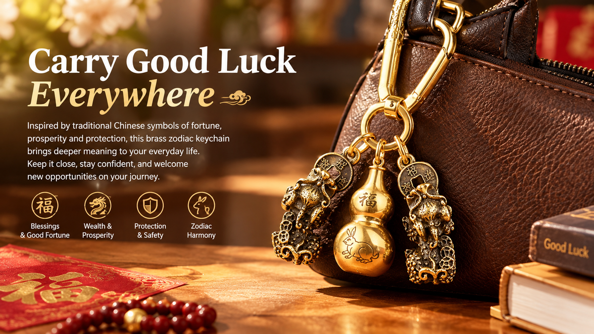 Chinese Pixiu Fortune Keychain – Brass Zodiac Protection Charm