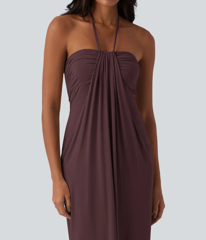 Halter Tie Back Maxi Dress with Pockets
