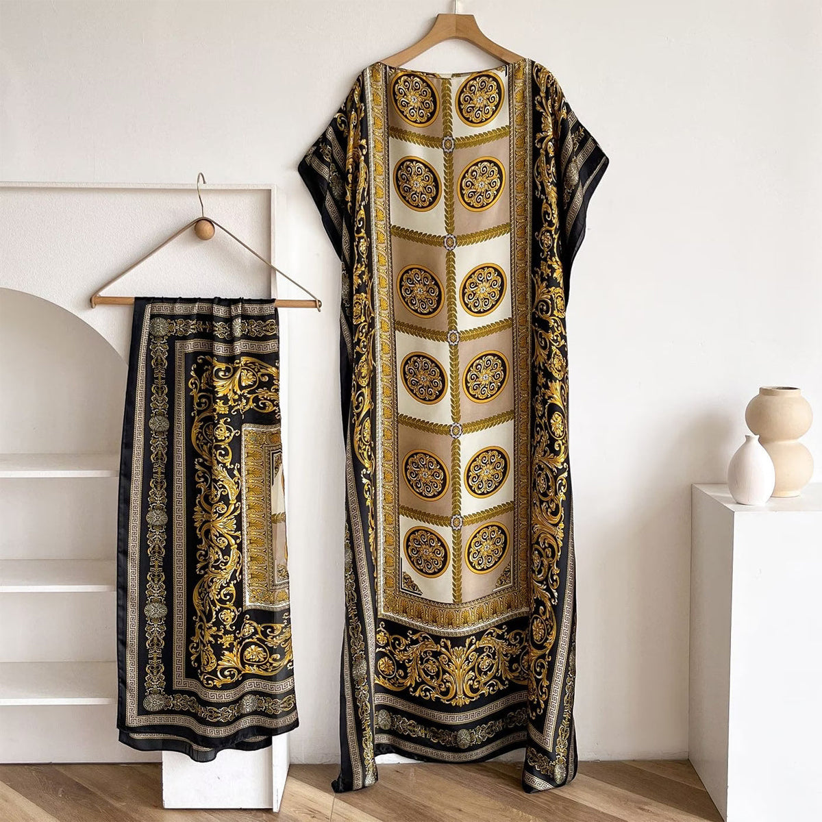Women's Floral & Butterfly & Peacock Print Cape Shawl & Scarf Set