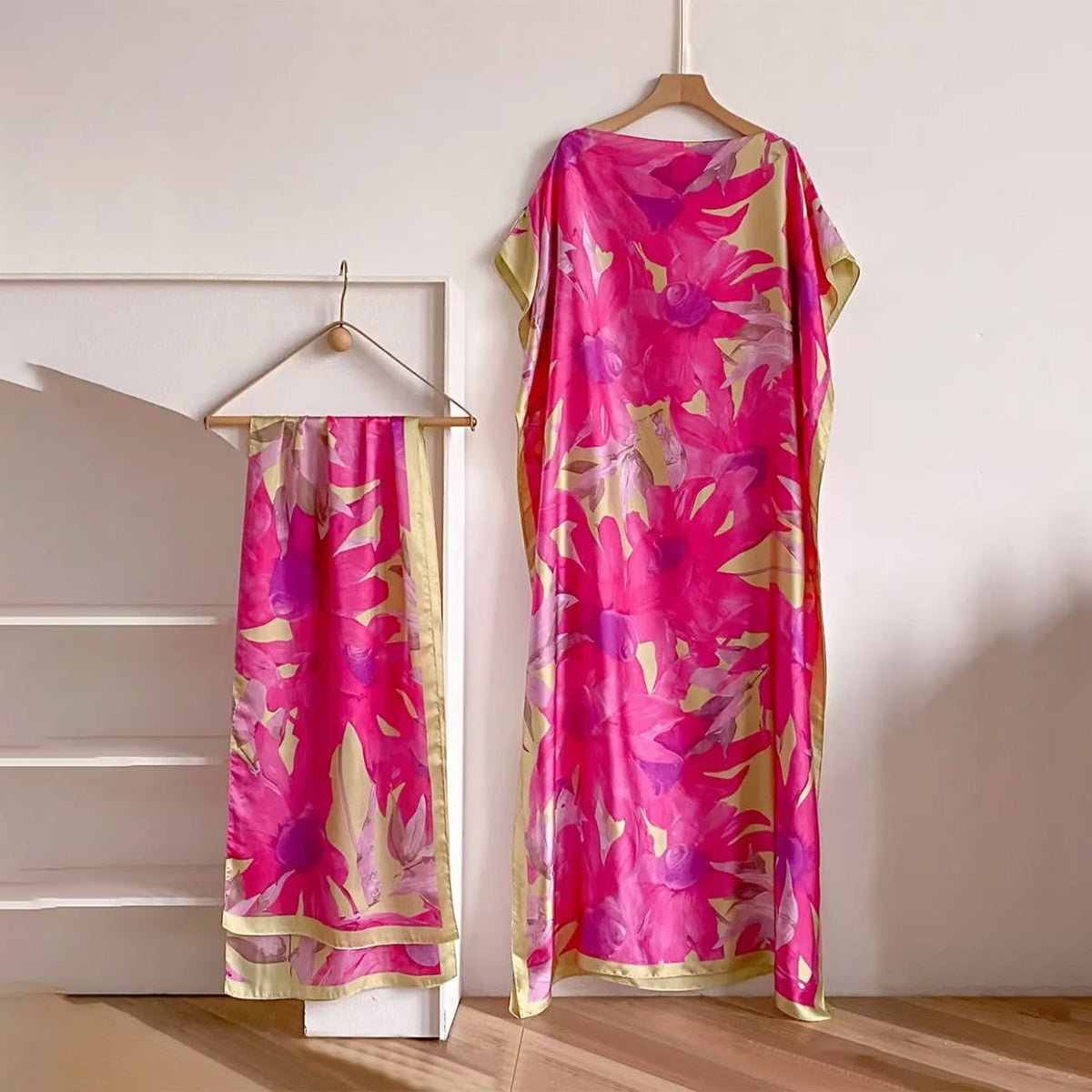 Women's Floral & Butterfly & Peacock Print Cape Shawl & Scarf Set