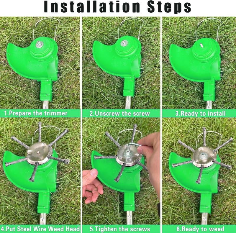 Heavy-Duty Steel Wire Trimmer Head for Cordless Weed Trimmers