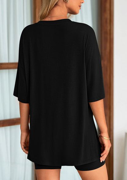 👕 Women's Two Piece Lounge Set Summer Casual Oversized Shirts