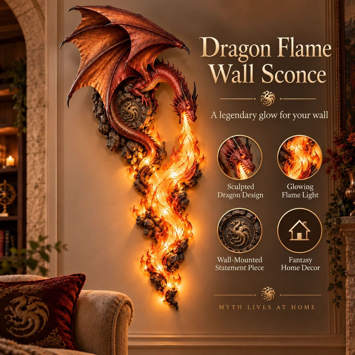 Dragonfire Guardian Wall Sconce – A Legendary Flame Awakens On Your Wall 🔥