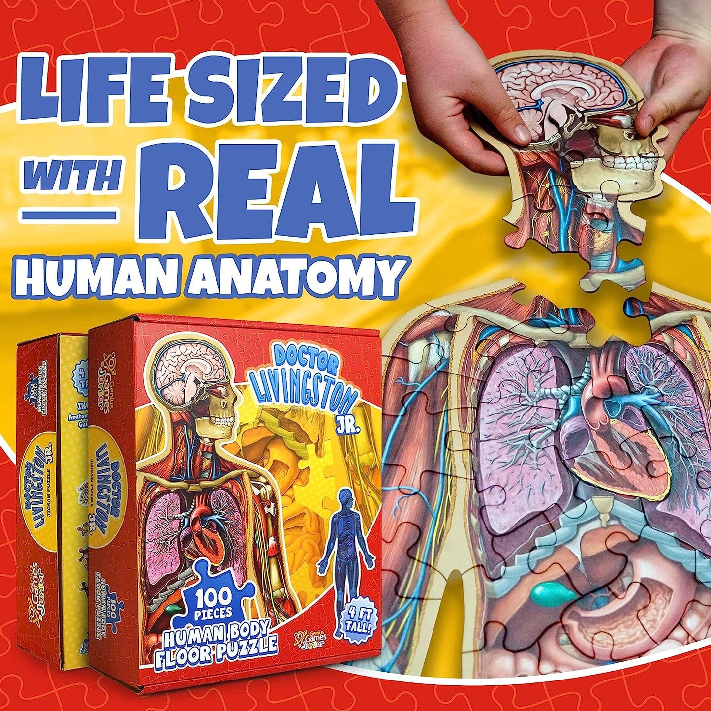 🧠Kids 100-Piece Human Body Floor Puzzle – 4ft Anatomy Learning Puzzle