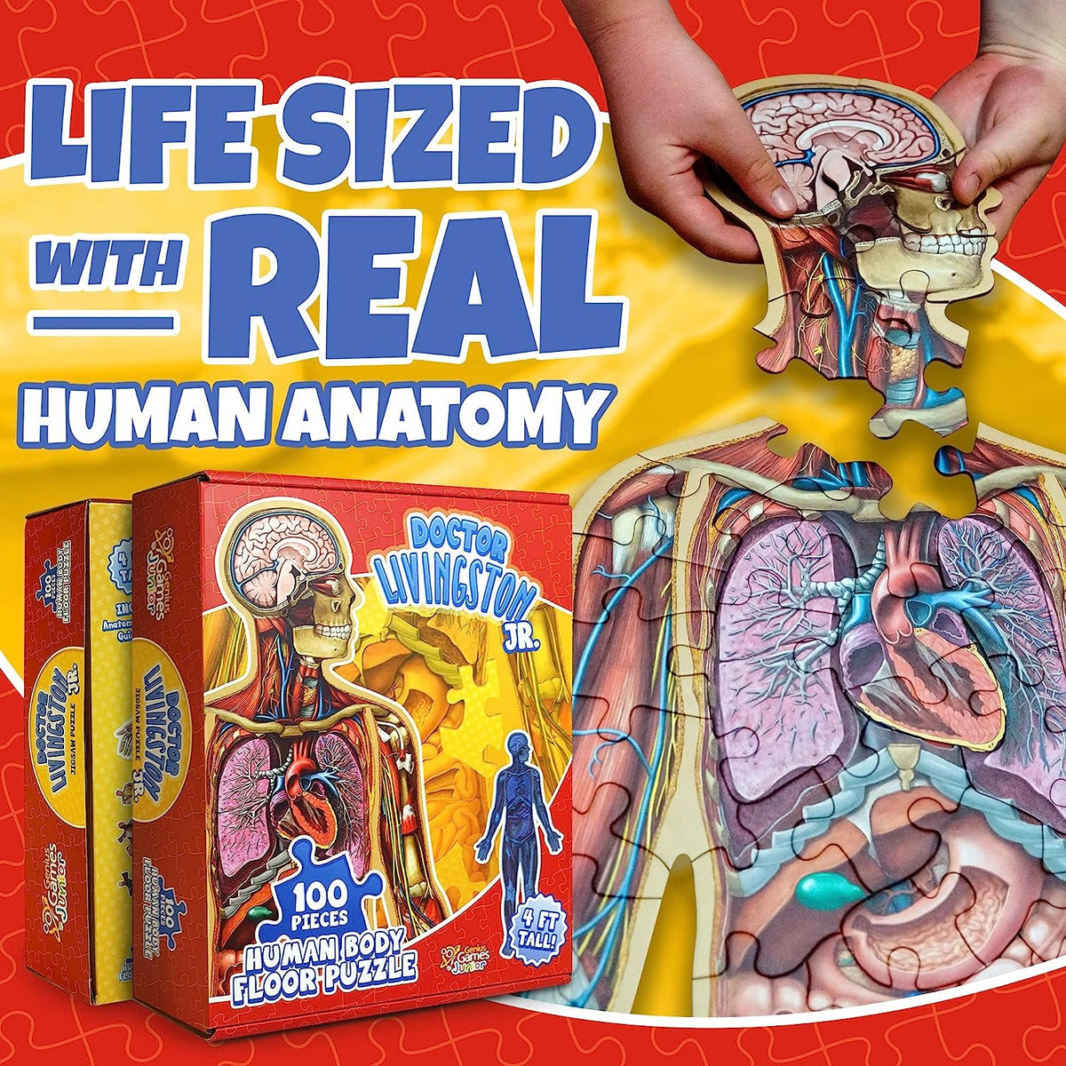 Kids 100-Piece Human Body Floor Puzzle – 4ft Anatomy Learning Puzzle