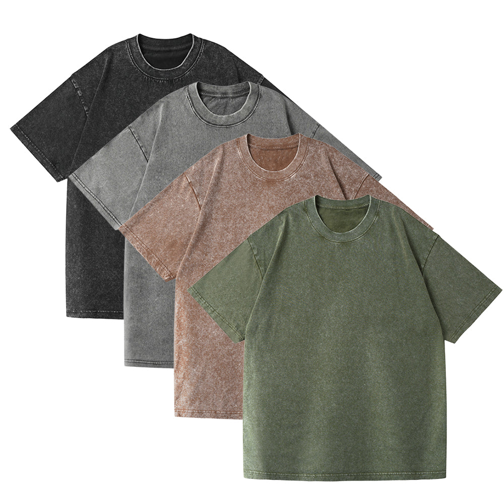 Men’s Oversized Vintage Washed T-Shirt (4pcs) – Loose Fit Cotton Tee