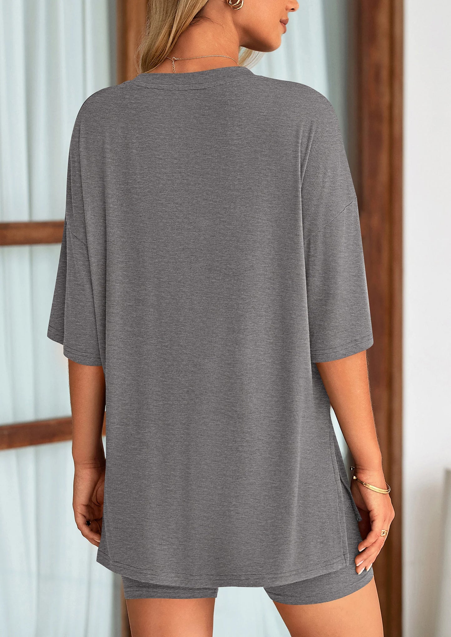 👕 Women's Two Piece Lounge Set Summer Casual Oversized Shirts