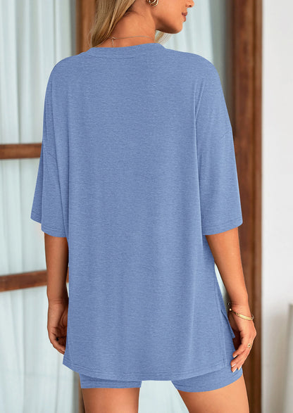 👕 Women's Two Piece Lounge Set Summer Casual Oversized Shirts