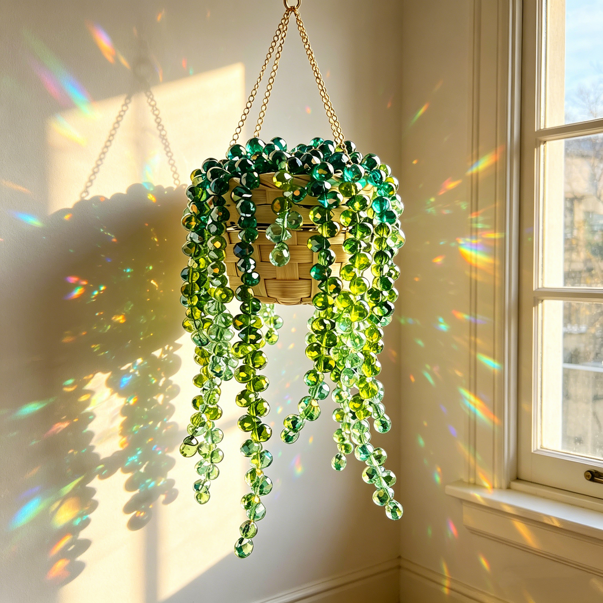 Beaded Crystal Succulent Window Hanging