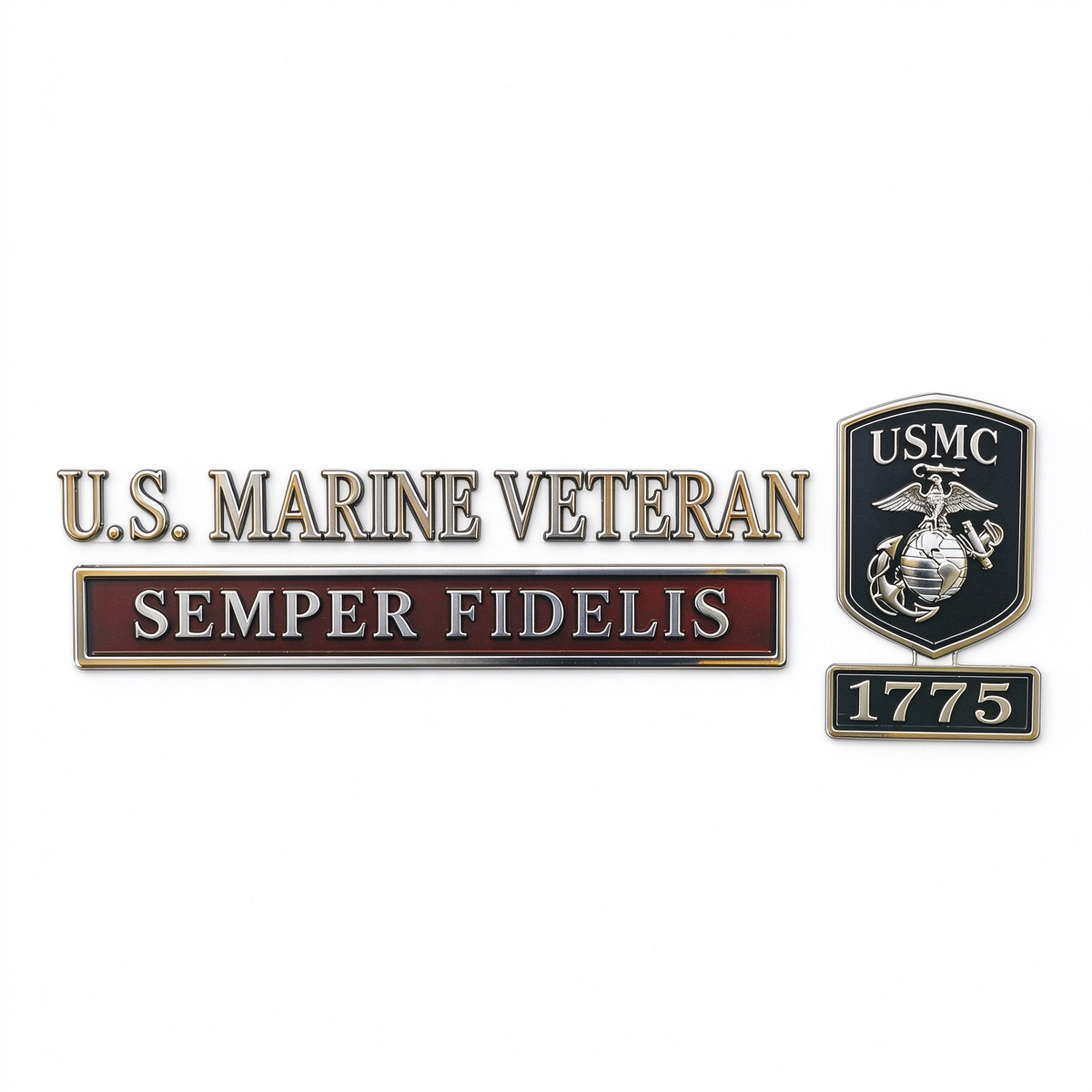 U.S. Army Veteran Metal Car Emblem Kit – 3D Chrome Badge Set