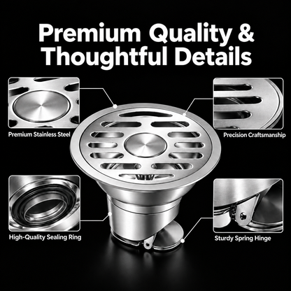 Stainless Steel Bathroom Floor Drain, Anti-odor, Insect Resistant, Puddle Prevention