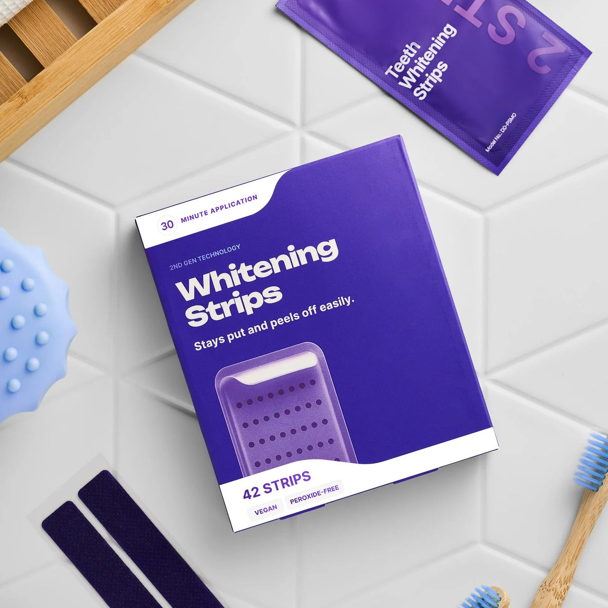 Purple Teeth Whitening Strips – Instant Brightening & Stain Correcting Strips (42 Pack)