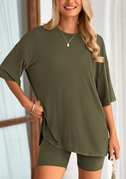 👕 Women's Two Piece Lounge Set Summer Casual Oversized Shirts