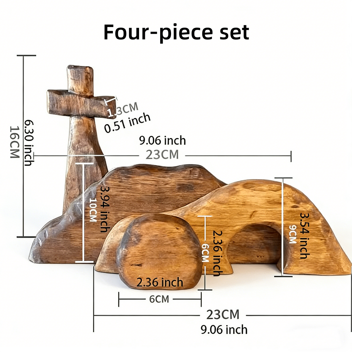 Wooden Empty Tomb Easter Scene - Jesus Resurrection Cross Decor for Home