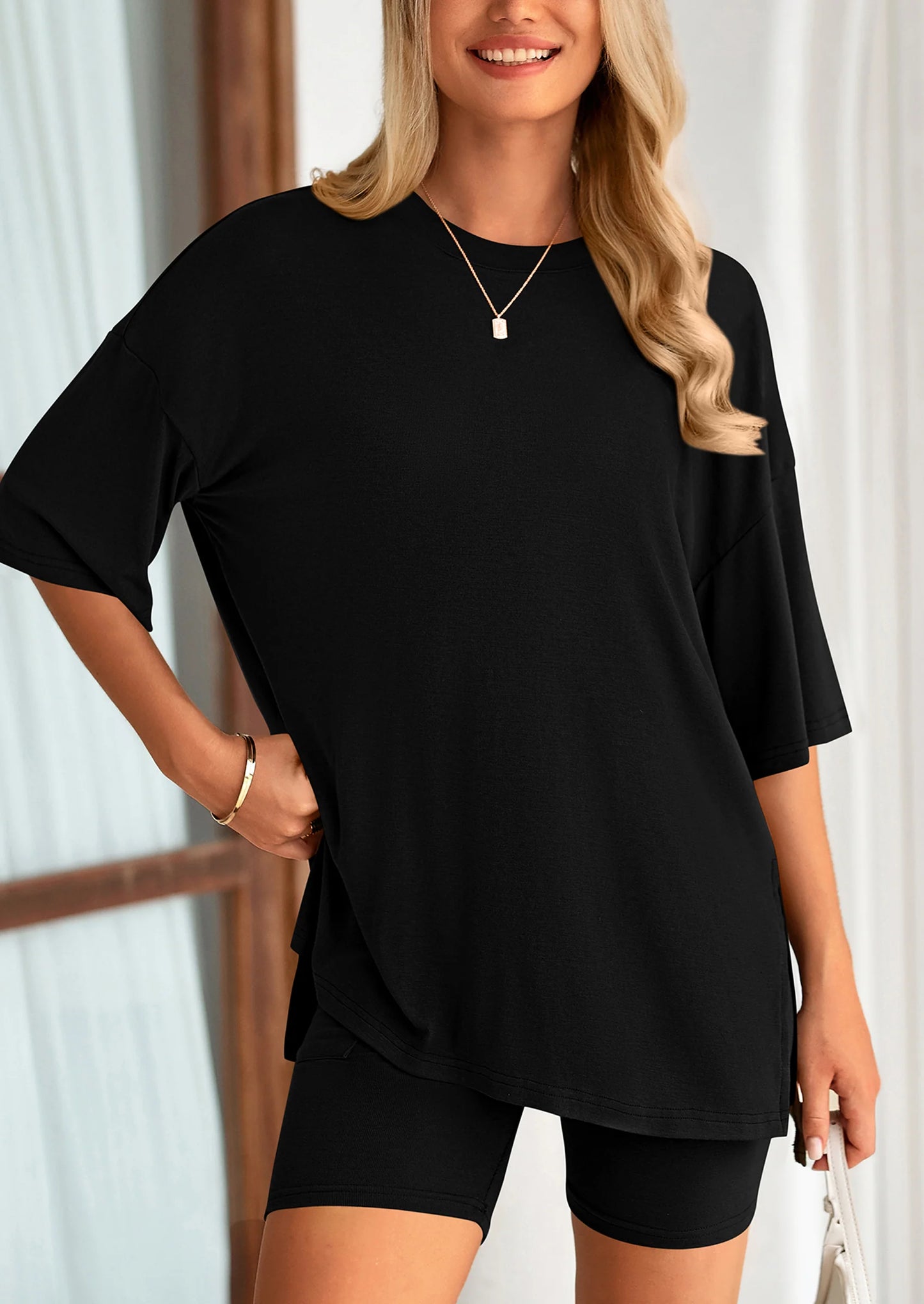 👕 Women's Two Piece Lounge Set Summer Casual Oversized Shirts