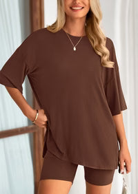 👕 Women's Two Piece Lounge Set Summer Casual Oversized Shirts