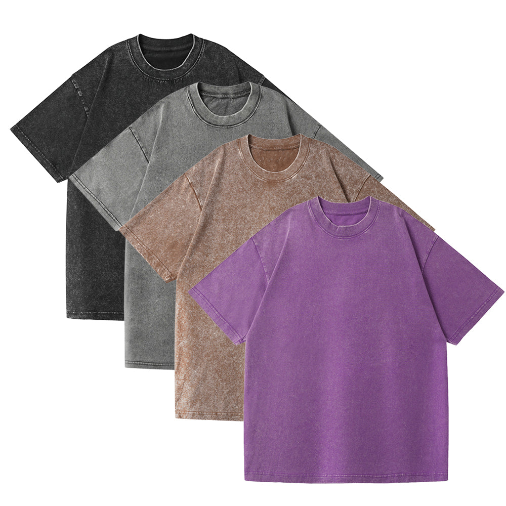Men’s Oversized Vintage Washed T-Shirt (4pcs) – Loose Fit Cotton Tee