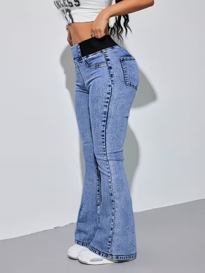 High-Waisted Skinny Stretch Flared Jeans